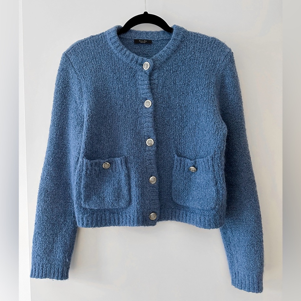Massimo Dutti Wool Blue Cardigan